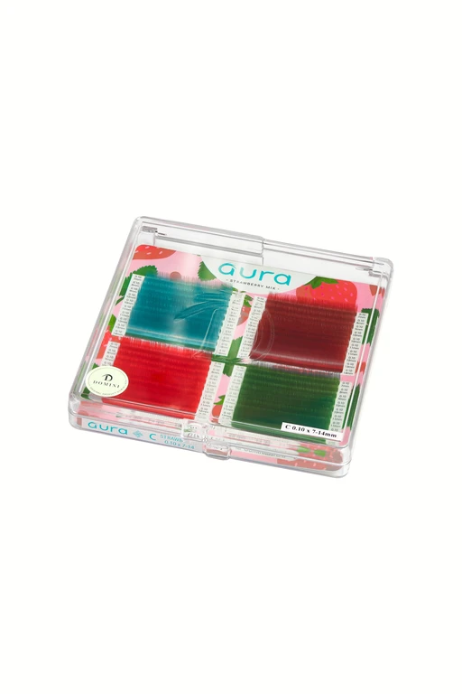 Ресницы AURA LASH Цветные Strawberry Микс (40 линий)