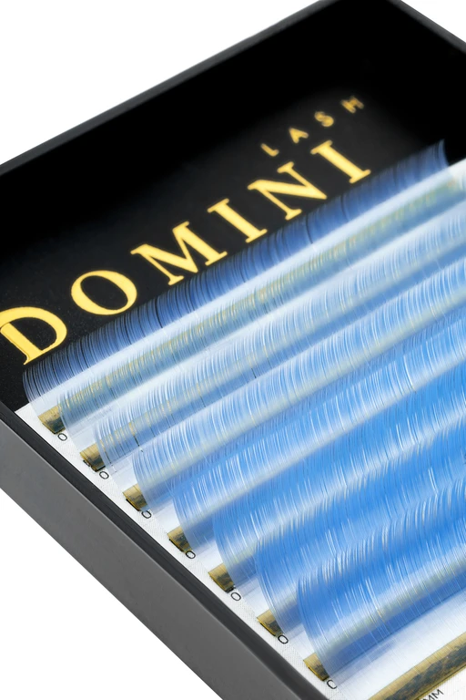 Ресницы DOMINI Неоновые Голубые Микс (8 линий)