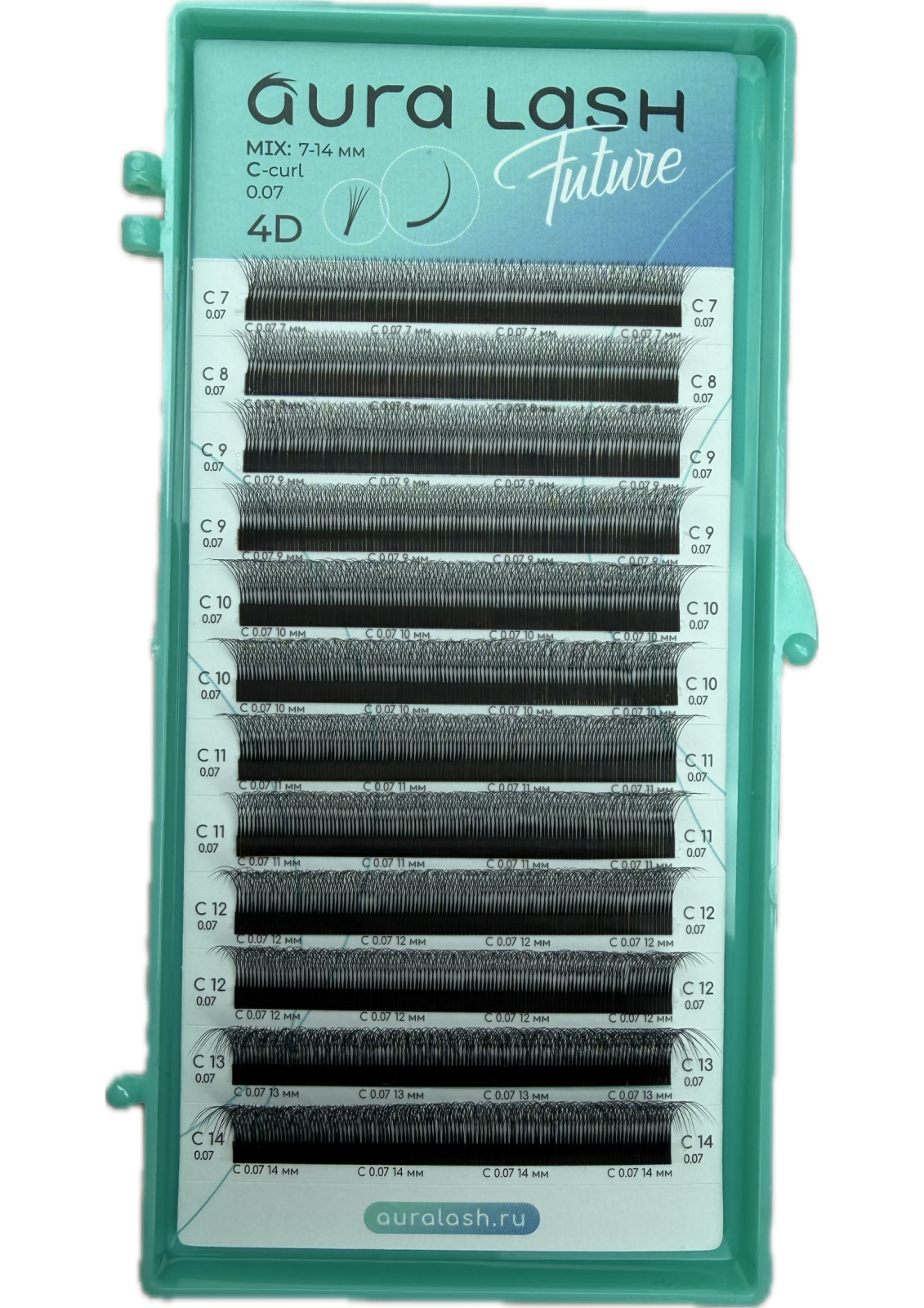 Ресницы AURA LASH 4D Черные Микс  (12 линий)
