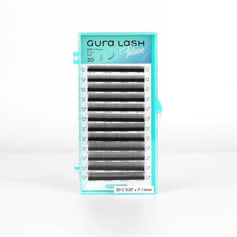 Ресницы AURA LASH 2D Черные Микс  (12 линий)