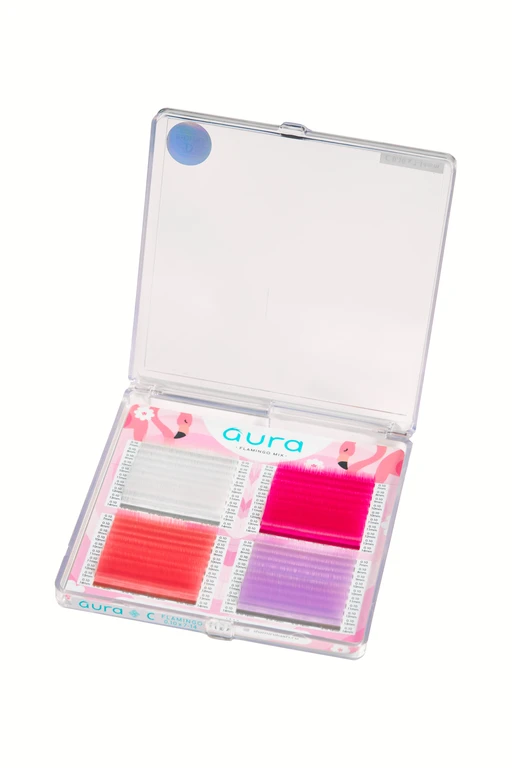 Ресницы AURA LASH Цветные Flamingo Микс (40 линий)