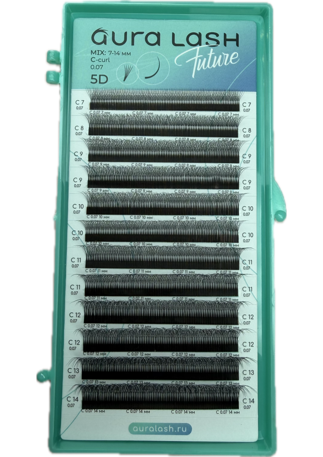 Ресницы AURA LASH 5D Черные Микс  (12 линий)