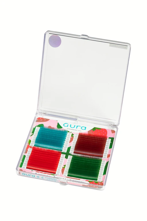 Ресницы AURA LASH Цветные Strawberry Микс (40 линий)