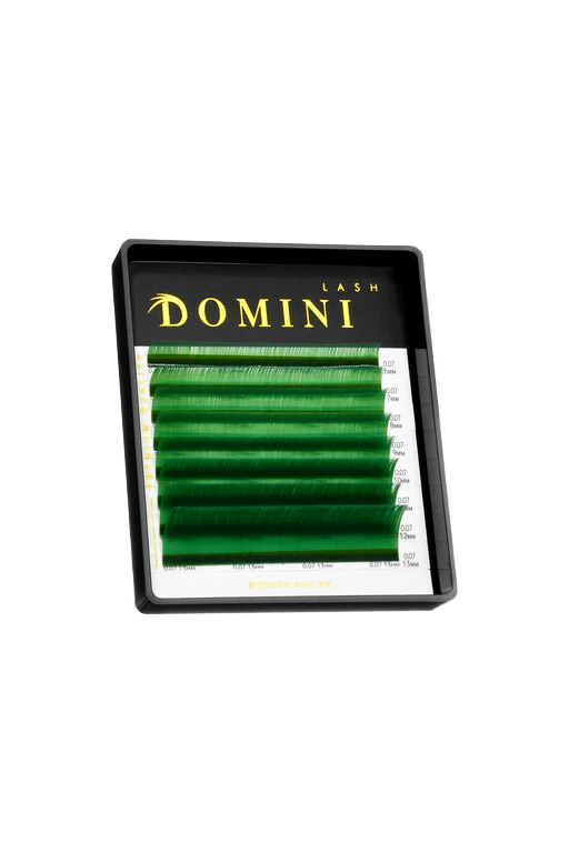 Ресницы DOMINI Цветные Зеленые Микс (8 линий)