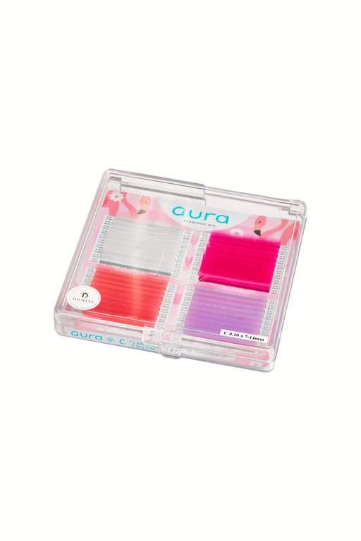 Ресницы AURA LASH Цветные Flamingo Микс (40 линий)